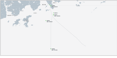 Iran-flagged container ships at Zhuhai, China, on July 8 (Credit: Marine Traffic)