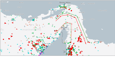 Vessel Transits of the Strait of Hormuz (Data Credit: JMIC)