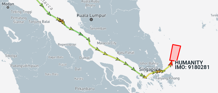 Iran-flagged tanker transited the Singapore Strait on July 25 (Credit: Marine Traffic)