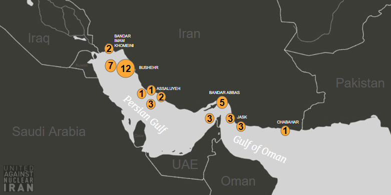   Positions of tankers laden with Iranian oil on July 24 (Credit: UANI)