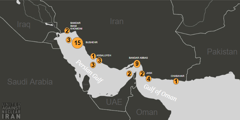 Positions of tankers laden with Iranian oil on July 27 (Credit: UANI)