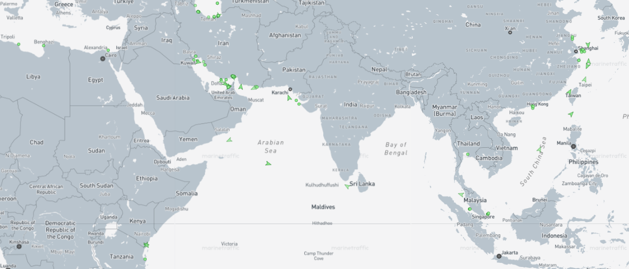 Iran-flagged cargo vessels across the region on July 27 (Credit: Marine Traffic)