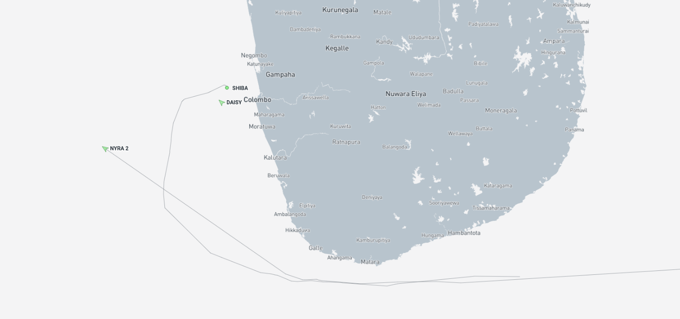 Iranian cargo ships near Sri Lanka on September 4 (Credit: Marine Traffic)