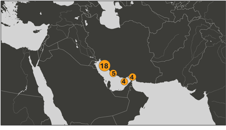 Map of Iranian oil laden tankers in the Persian Gulf on April 27
