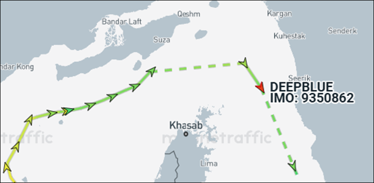 Tanker transiting the Strait of Hormuz on April 2 