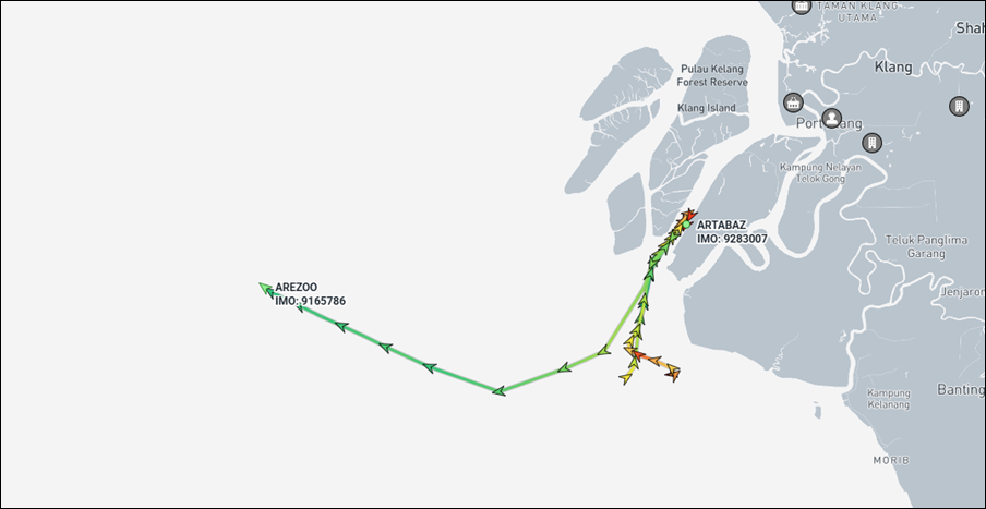 Iran flagged cargo ships at Port Klang, Malaysia on April 1 (Credit: Marine Traffic)