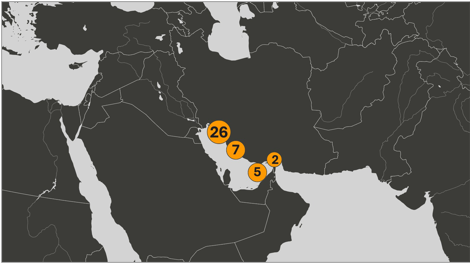Map of Iranian oil laden tankers in the Persian Gulf on May 7