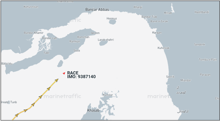 Tanker transiting the Strait of Hormuz on April 14 (Credit: Marine Traffic)
