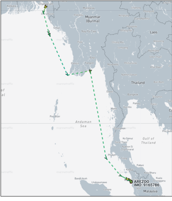 Iran flagged cargo ship arriving in Penang, Malaysia on April 15 (Credit: Marine Traffic)