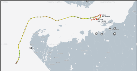 Iran flagged tankers near Gujarat, India, on April 16 (Credit: Marine Traffic)