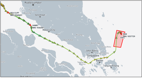 Iran flagged tankers transiting the Singapore Strait, on April 16 (Credit: Marine Traffic)