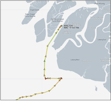 Iran flagged cargo ship arriving in Port Klang, Malaysia on April 17 (Credit: Marine Traffic)