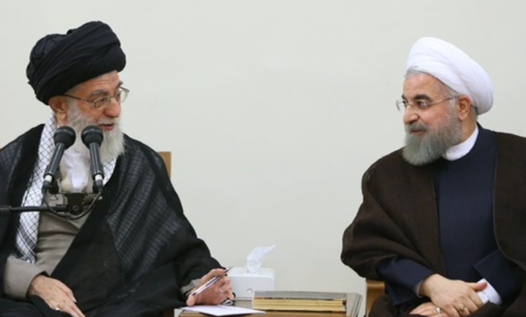 (L-R) Supreme Leader Ali Khamenei and President Hassan Rouhani. Source: Wikipedia Commons