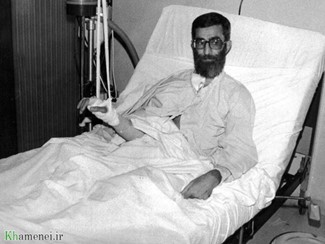 Khamenei after surviving assassination attempt, Source: Wikimedia Commons
