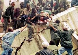 Iran provided "material support" to Al-Qaeda essential for the execution of the 1998 U.S. embassy bombings (pictured) which killed 223 people and injured thousands.