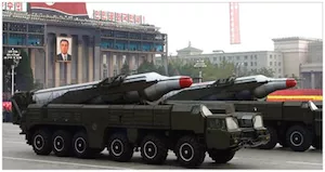 North Korea displaying what is believed to be its advanced BM-25 advanced missile at a military parade