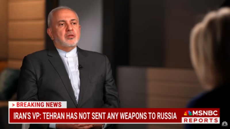 Screenshot of Javad Zarif’s interview with MSNBC on 24 September 2024.